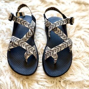 Chaco Z2 Black and White Patterned Sandals